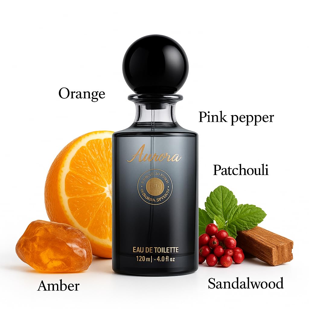 Men's Cologne, Long-Lasting Eau de Toilette for Men, Fragrance with Orange, Pink Pepper, Amber, Patchouli, Sandalwood Notes, 120ml/4.0 fl oz