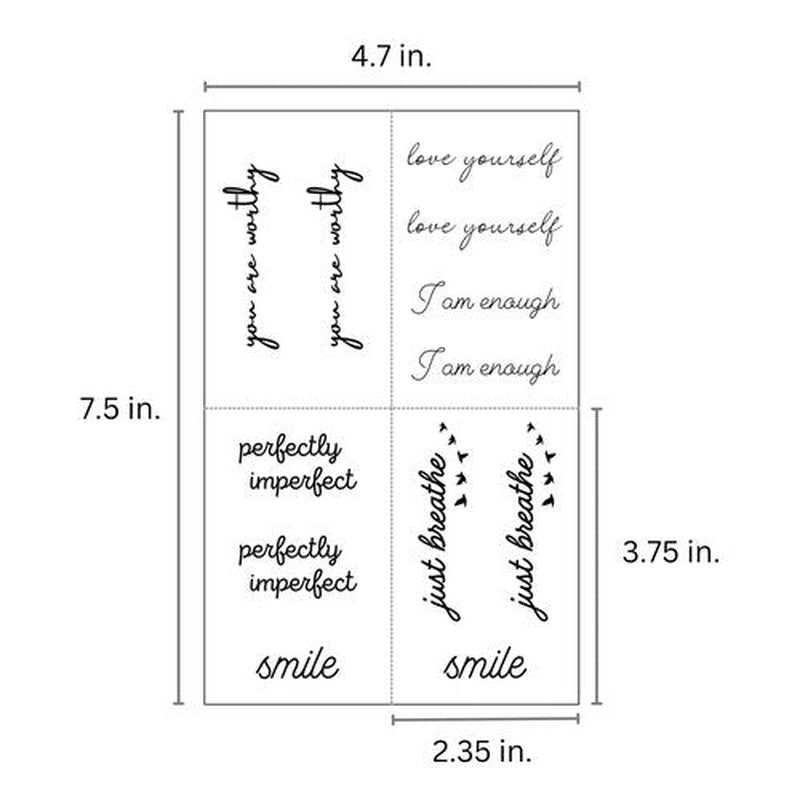 One Grace Blessed Collection - Inspirational and Motivational Words Small Temporary Tattoos - Realistic Long Lasting Waterproof Black Mini Tattoos for Women and Men