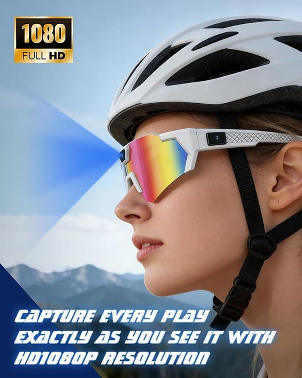 HUCLTZV POV Glasses 4K Baseball Sunglasses Camera Smart Men Women Video Action 2026 Upgrade Eyeglasses Running Style Meets Function Sports Cycling Hiking HD (Blue)