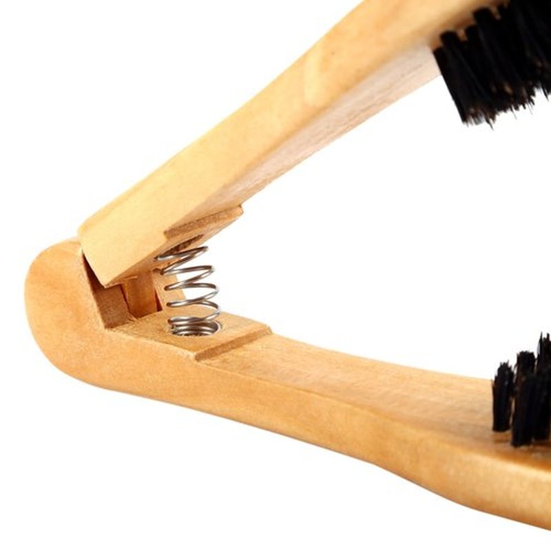 Chazcool Double Sided Bristle Hair Brush, Clamp Hair Brush Use for Smoothing and Straight Hair Styles, Wooden Hair Straightening Brush