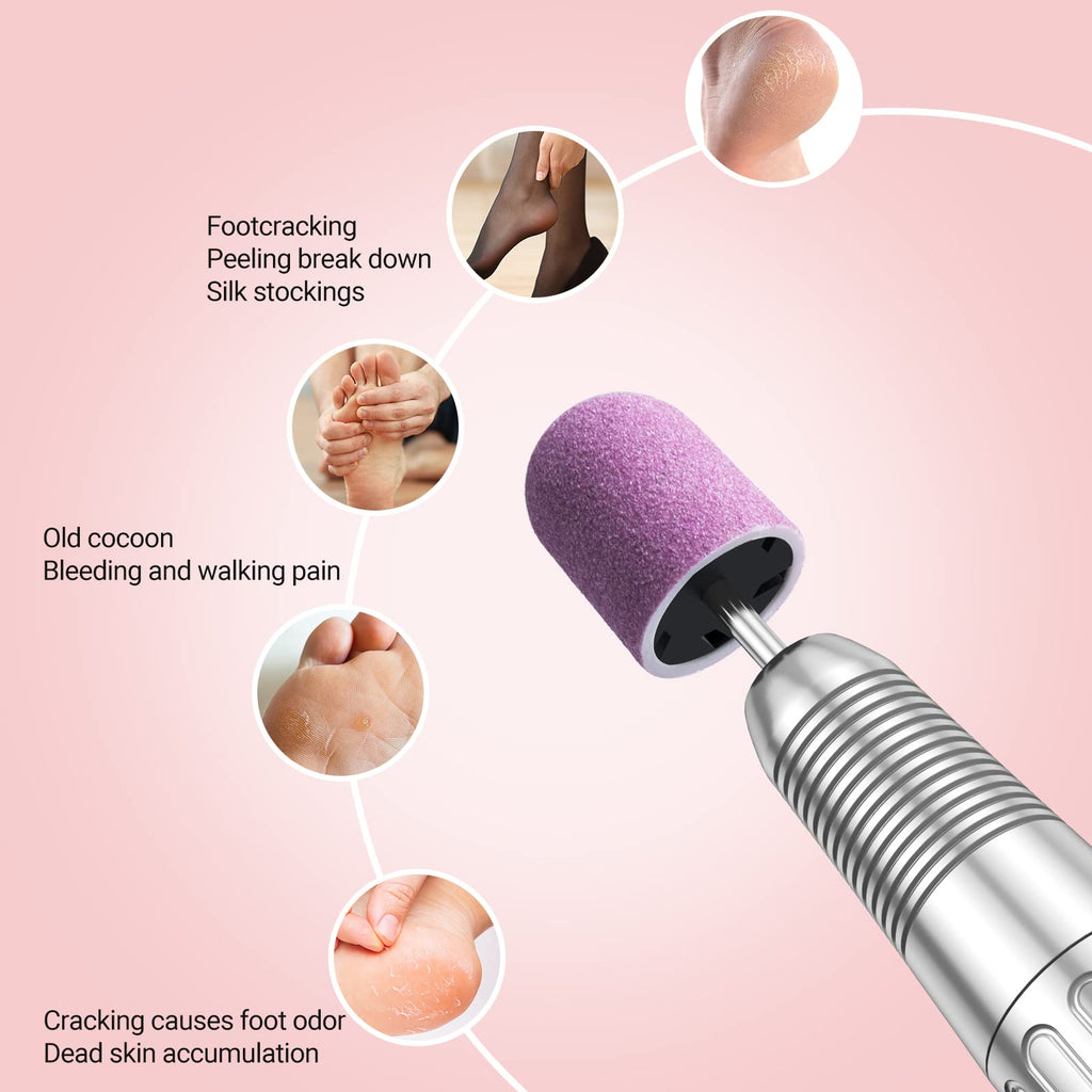 MelodySusie 10 Pcs Nail Sanding Caps Nail Drill Bits 180 Fine Grit for Foot File Callus Remover Manicure Pedicure Nail Polishing Burr Home Salon Use, Purple (13mm)