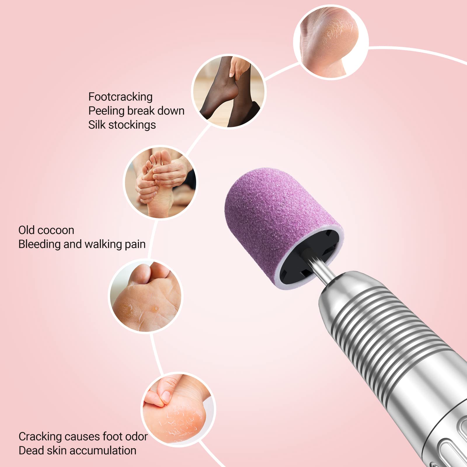 MelodySusie 10 Pcs Nail Sanding Caps Nail Drill Bits 180 Fine Grit for Foot File Callus Remover Manicure Pedicure Nail Polishing Burr Home Salon Use, Purple (13mm)