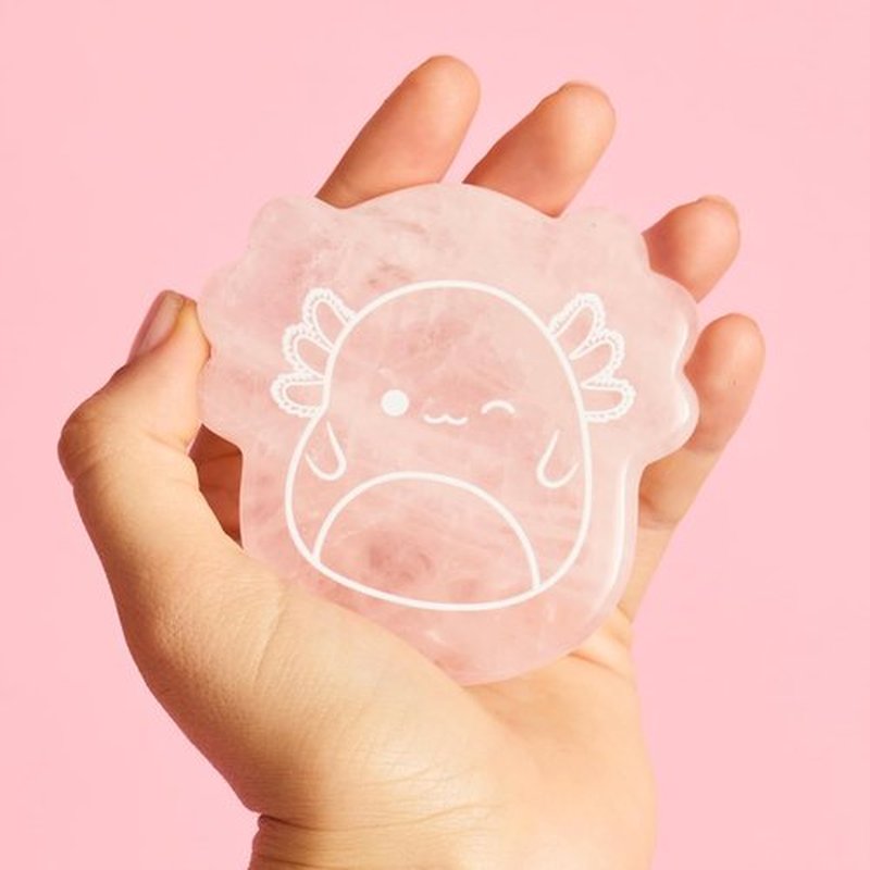 TONYMOLY Gua Sha Tool | Archie Axolotl Rose Quartz Facial Massager for Sculpting & Lymphatic Drainage - K-Beauty Limited Edition Gift
