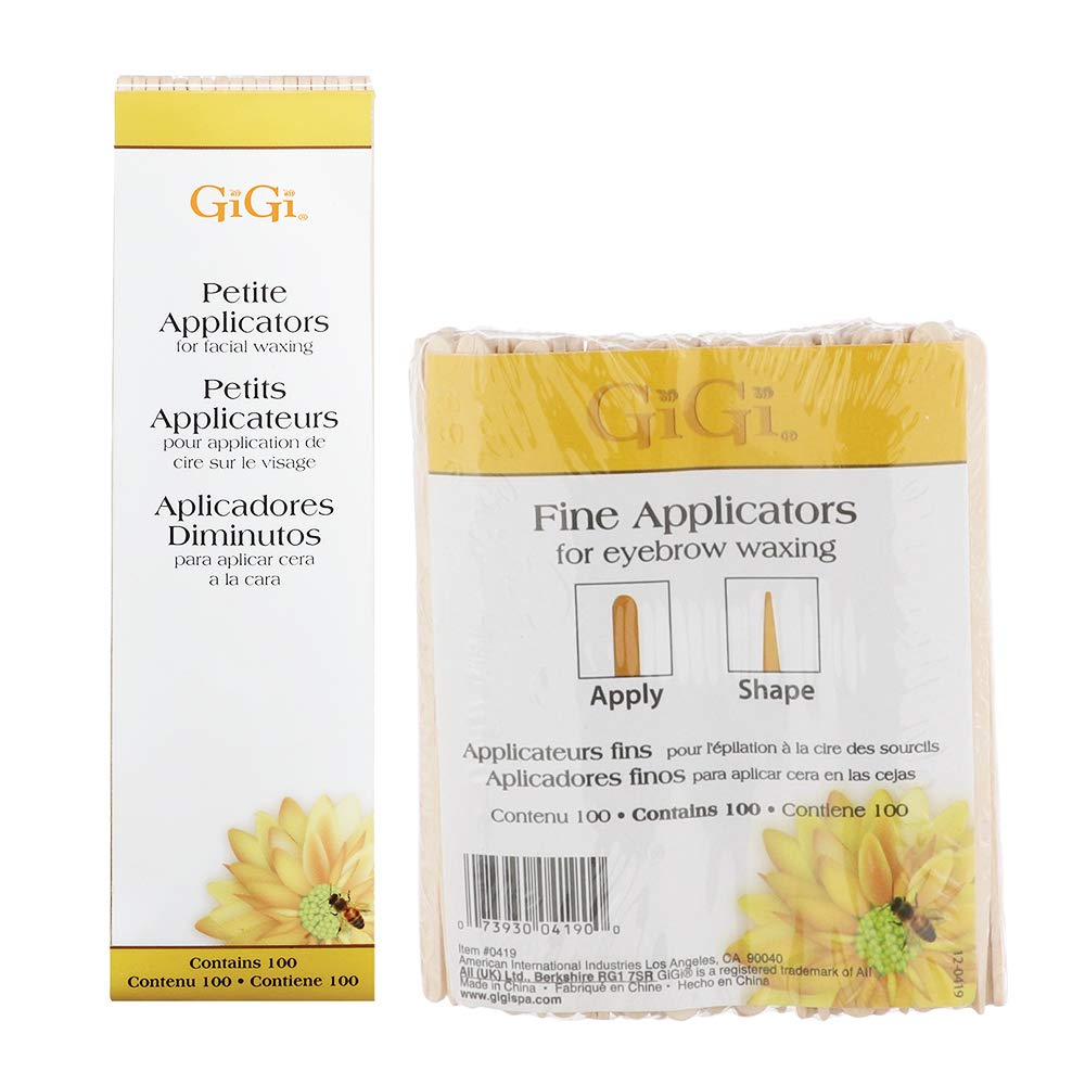 Gigi Wax Sticks for Hair Removal – Fine & Petite, Wax Applicator Sticks, Wooden Waxing Stick for Eyebrow & Facial Waxing, 100 Count Each