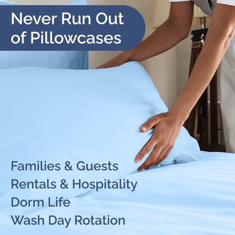 King Pillow Cases by Ultra Soft | Hotel Quality, Wrinkle-Free, Stain Resistant - 8 Piece Set in Light Blue