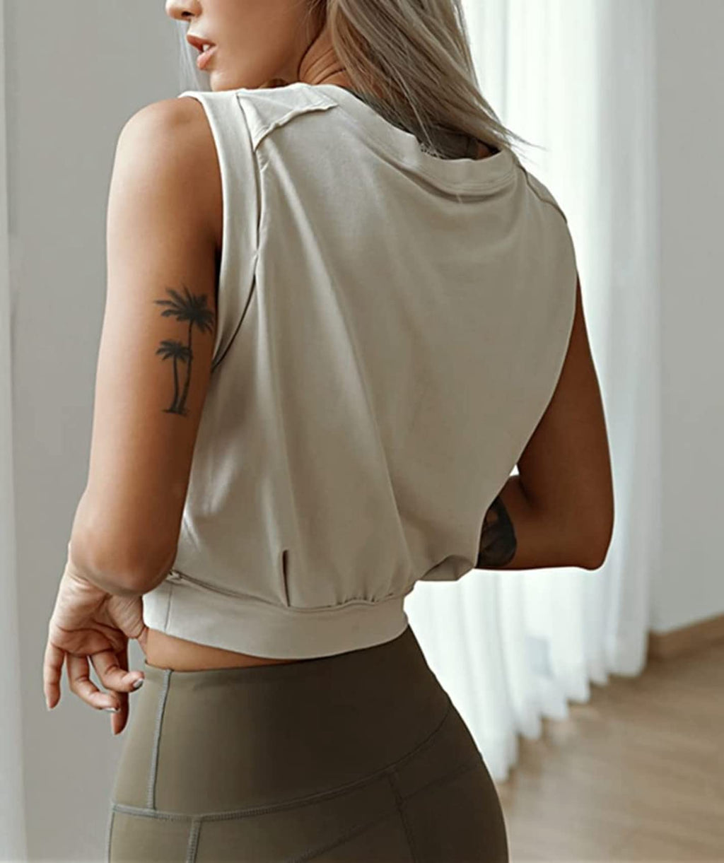 ARRIVE GUIDE Crop Top Athletic Shirts for Women Cute Sleeveless Yoga Tops Running Gym Cotton Cropped Workout Clothes
