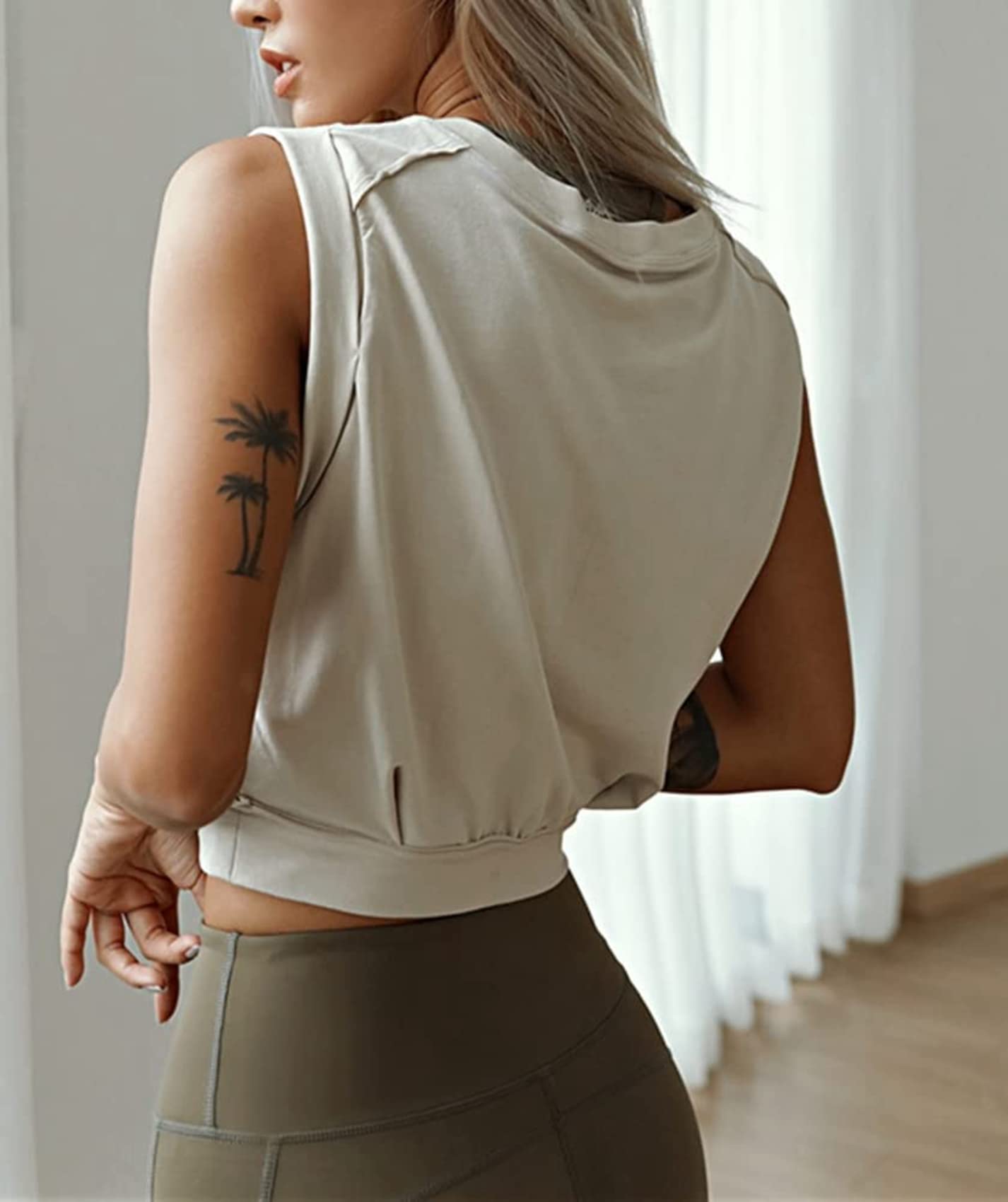 ARRIVE GUIDE Crop Top Athletic Shirts for Women Cute Sleeveless Yoga Tops Running Gym Cotton Cropped Workout Clothes