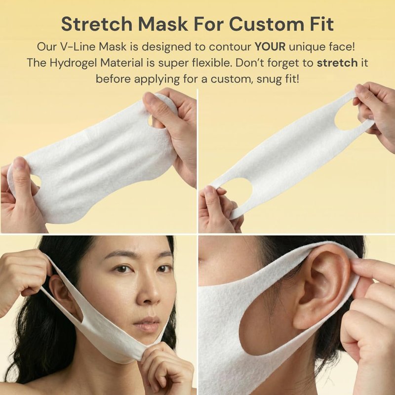 V Line Lifting Neck & Chin Mask - Anti-Aging Jawline Shaper with Retinol & Collagen - 5 Pack