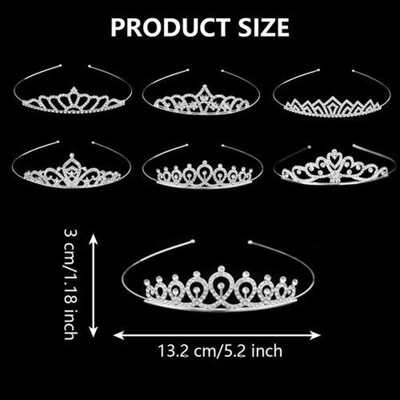 Naturahand 6 Pieces Silver Metal Tiara Crown Headbands with Decorative Dazzling Rhinestone Wedding Prom Birthday Party Princess Headpieces for Brides Bridesmaids Women Girls Teens Kids