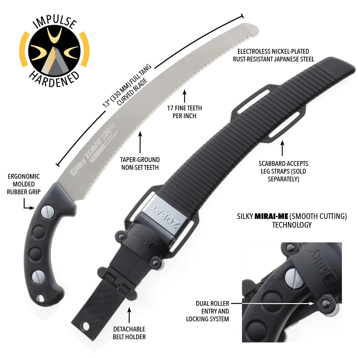 Silky ZUBAT Professional Curved Hand Saw 330mm Fine Teeth (278-33)