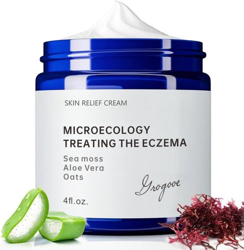 Crogooe Natural Soothing Eczema Cream for Dry & Itchy & Sensitive Skin - Fragrance-Free Moisturizer with Sea Moss, Aloe Vera & Oats for Intense Hydration & Comfort ，Safe for All Ages (4 oz)