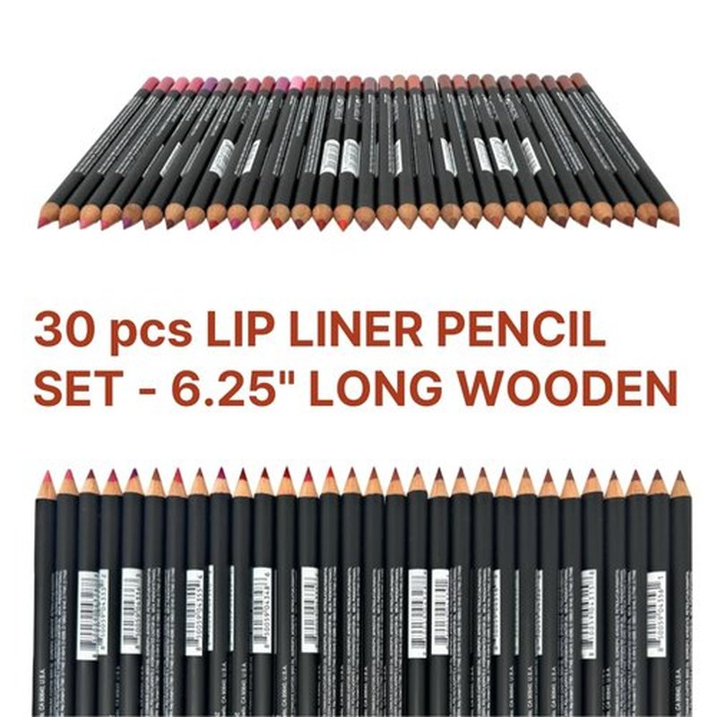 Skiennix Lip Liner Pencil Set - 30 High Pigmented Pencils for Long-Lasting Color | 6.25-Inch Wooden Pencils