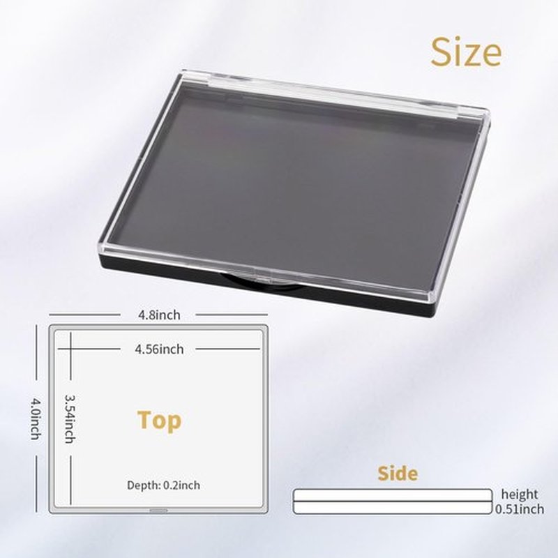 AJLTPA Magnetic Makeup Palette with Clear Top, Empty Eyeshadow Storage Box with 40Pcs Adhesive Metal Stickers for DIY Cosmetics Bronzer Highlights Powder (Small Palette - 4.8" x 4")