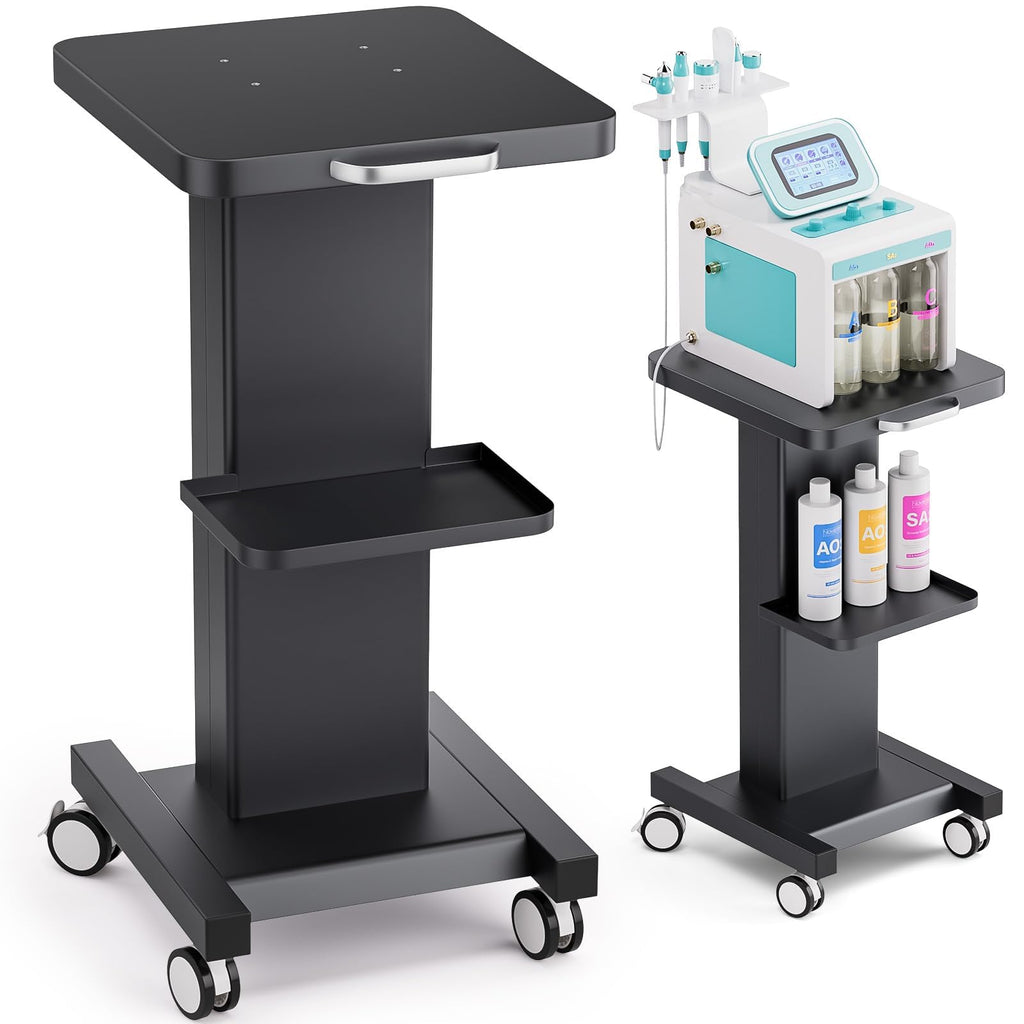 Esthetician Trolley Cart with Wheels, Aluminum Salon Spa Beauty Machine Trolley Stand, Load 135Lbs, 3 Tier Beautician Rolling Cart Esthetician Machine Mobile Handcart for Beauty Instrument Storage