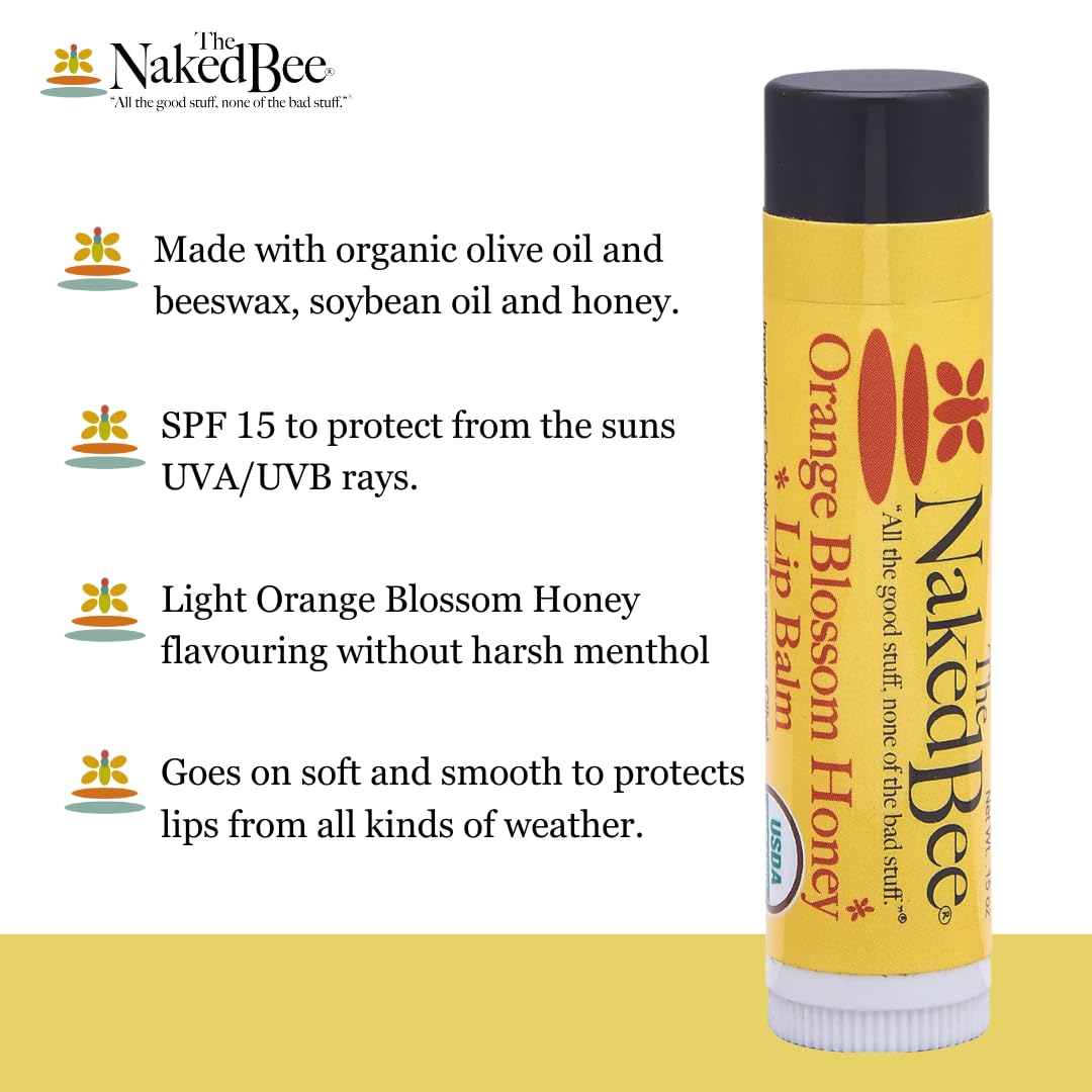 The Naked Bee Lip Balm, Orange Blossom Honey, .15 Ounce