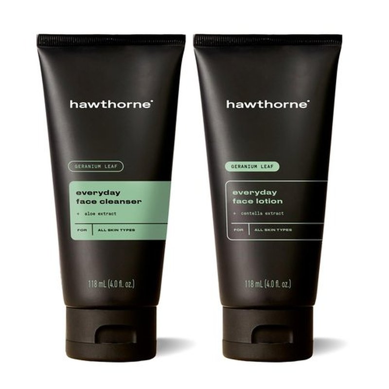 Hawthorne Everyday Men’s Skin Care Kit. Men’s Facial Care Kit with Face Wash Cleanser and Face Moisturizer Daily Face Routine For Men. Natural, Non-Toxic, Paraben Free, Phthalate Free. 4 Fl. Oz. Each.