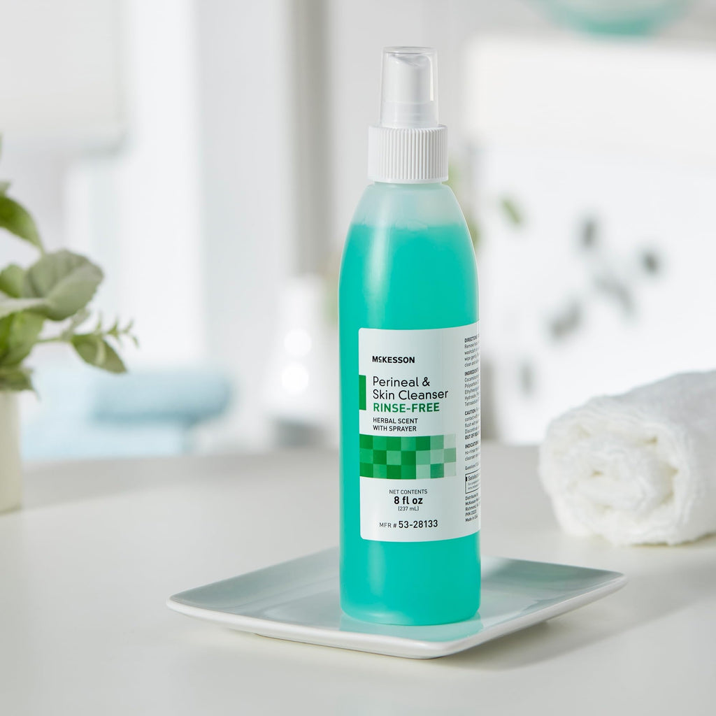 McKesson Perineal Skin Cleanser, 8 oz [Pack of 1] Rinse-Free Body Wash for Incontinence or Ostomy Care, Herbal Scent