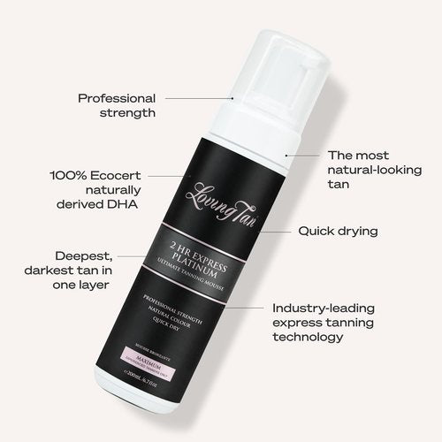Loving Tan Platinum Self Tanning Mousse - Darkest Shade, Streak-Free Formula | 6.7 Fl Oz, 10+ Applications