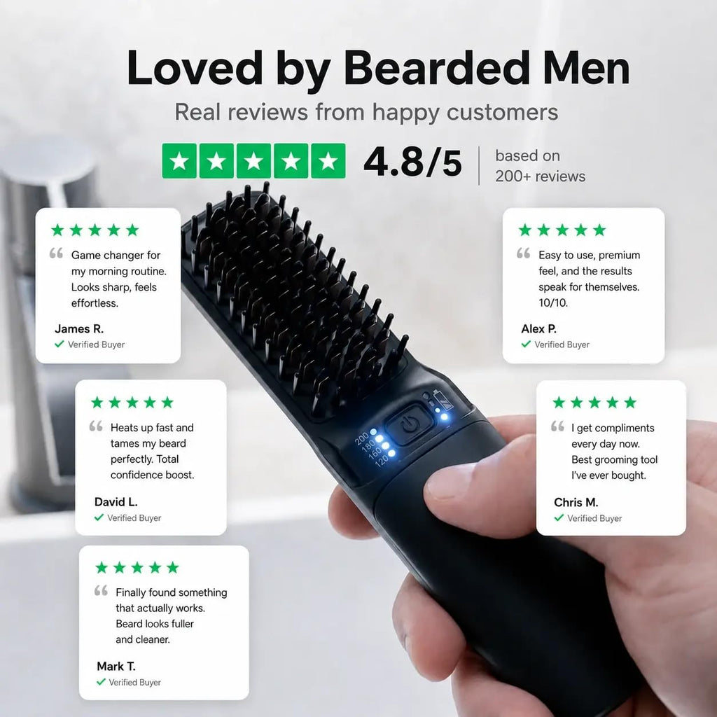 Odenson Beard Forger - Ultimate Tool, Cordless Heated Brush and Straightener for Beard and Hair, Heated Comb for Beard Styling and Care