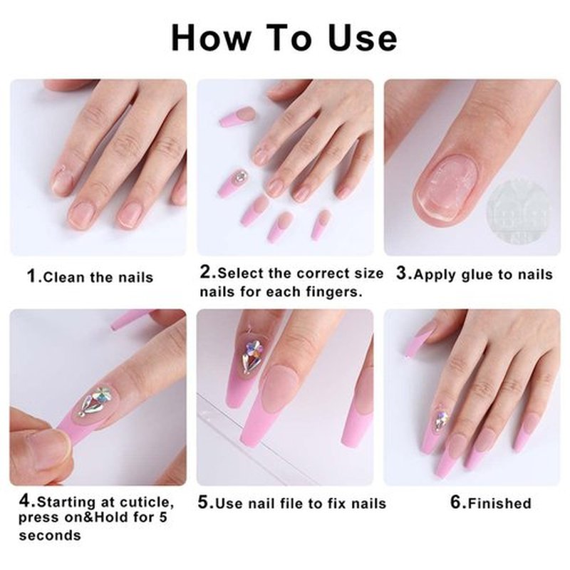 24Pcs Cute Cat Nail Charms Press on Nails Short Square Nails Pink French Tip Fake Nails with Glue Full Cover Reusable Acrylic Nails Supply Cartoon False Nails Stick on Nails for Women Girls