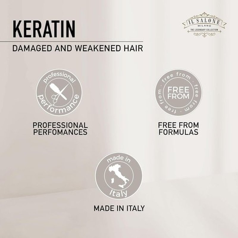 Il Salone Milano Professional Keratin Hair Mask for Damaged Hair - Repair Treatment to Nourish and Strengthen Hair Fibers - Frizz Control - Smoothing - Hair Straightening (16.9 oz / 500 ml)