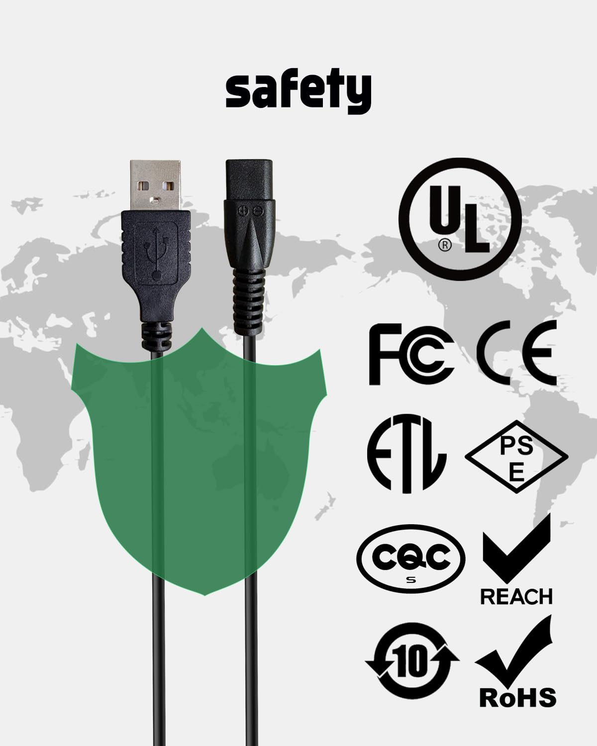 Brio Beardscape Charger for Brio Beardscape V2, UL Listed Charger 3.3ft Power Cord, 1 Cleaning Brush