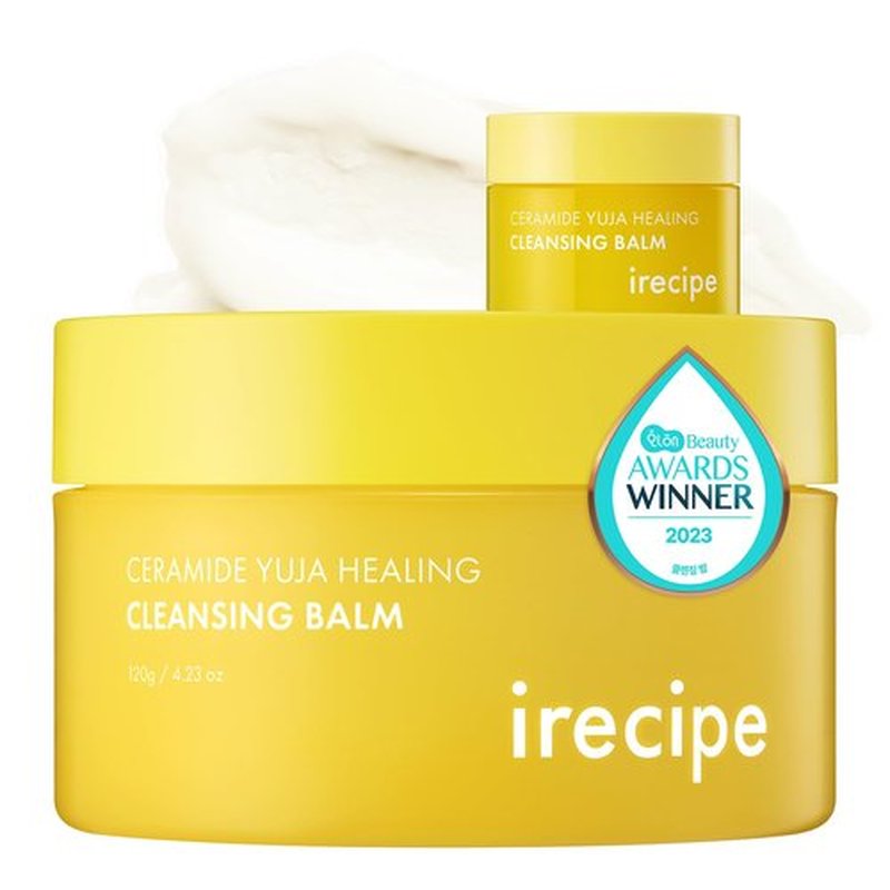 IRECIPE Ceramide Yuja Makeup Cleansing Balm with Travel Size | Deep Cleansing All-in-One Korean Face Cleanser, Makeup Remover, Zero Irritation, Blackheads Remover, Clean Beauty, Vegan (135g / 4.76oz)