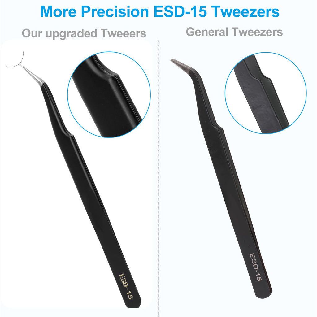 YHYZ 3PCS Precision Tweezers Set, Premium Stainless Steel Anti-Static ESD Tweezes, Suitable for Tweezers, for Craft, Electronic, Soldering, Model, Hobby, Jewelry Making Laboratory
