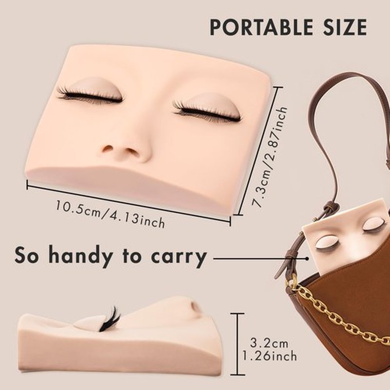 Embagol Double Layer Lash Mannequin Head with 2 Layers Replaced Eyelids Makeup for Training Head Removable Realistic Eyelids Eyelash Replaced Eyelids Soft-Touch Rubbe (1 +3 Pairs Replaced Eyelids)