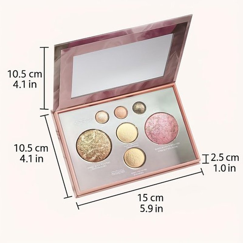 K'APEINE All in One Baked Makeup Palette, Dark Brown Eyeshadow, Blush Highlighter & Bronzer Face Kit Neutral Baked Powder Palette Hign Pigment Full Face Makeup Set Women (7colors)
