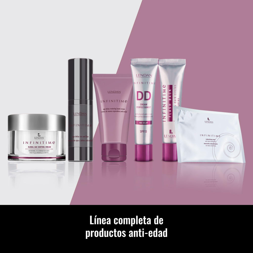 Lendan - Hydrating Facial Mask - Infinitime - 6 Sachets with 1 Décolleté Mask + 1 Face Mask - Deep Hydration - Radiant-Looking Skin - Antioxidant-Enriched Formula