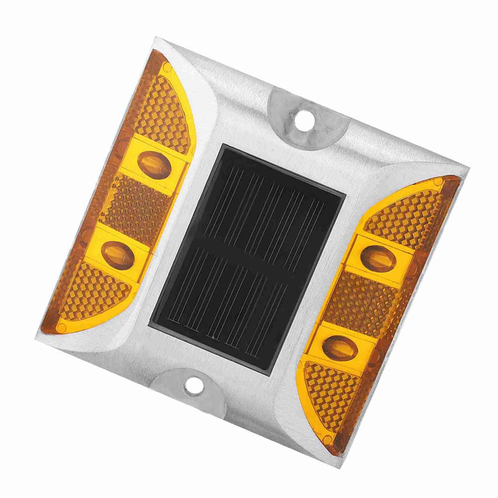 Dioche 2-Sided Reflector Road Pavement Marker, Road Emergency Aluminum Reflector with LED Flashing Security Accessories