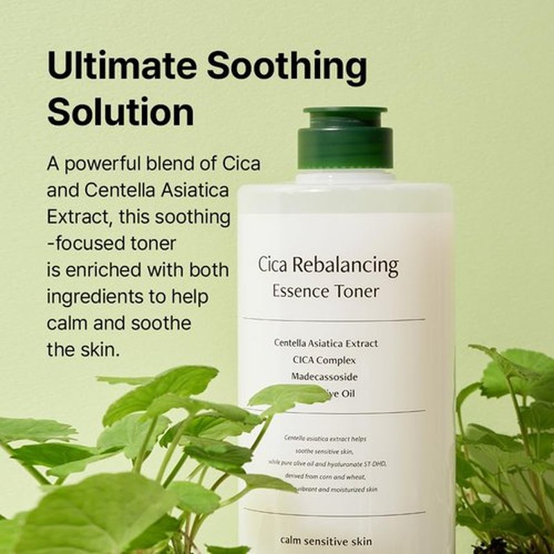 AVCA CICA Rebalancing Essence Facial Toner - Korean Toner with Centella Asiatica for Hydrating & Soothing, ph5.5 Trouble Care, Korean Skin Care (1L/33.8fl.oz.)