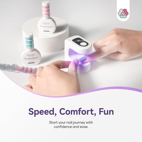 SAVILAND Essentials Mini UV Nail Lamp: 10S Rechargable Flash Cure Lamp U V Light for Gel Polish Nail U V Light LED Display 2 Timers Nail Light Portable Gel Nail Flash Cure Light Nail Dryer Manicure