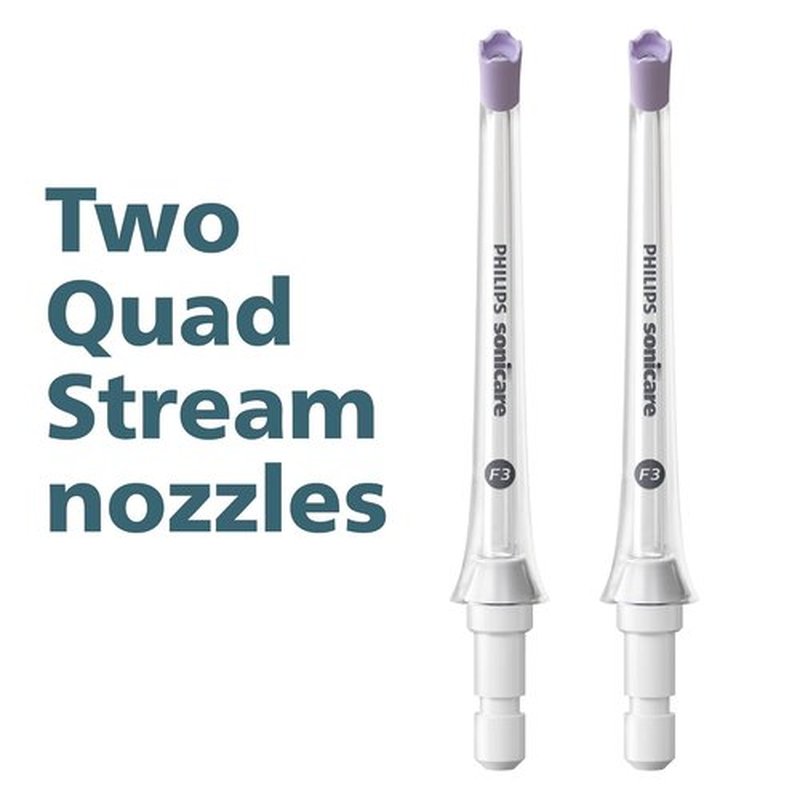 Philips Sonicare Power Flosser Tips - Quad Stream F3, 2-Pack, White HX3062/00