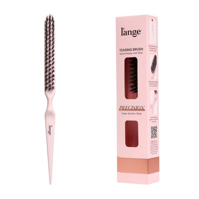 L'ANGE HAIR Detangling Teasing Brush with Nylon & Boar Bristles | Precise Sectioning | Adds Volume & Root Lift | Tames Flyaways & Frizz | Indented Grip | All Hair Types (Blush)