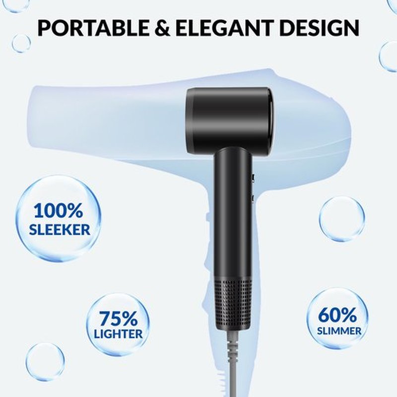 Hair Dryer, 160000 RPM High-Speed Blow Dryer with Diffuser & Nozzle, 500M Ionic Hair Dryers for Women, Professional Hairdryer for Fast Drying, Quiet Portable Travel Hair Dryer, Home & Salon Use