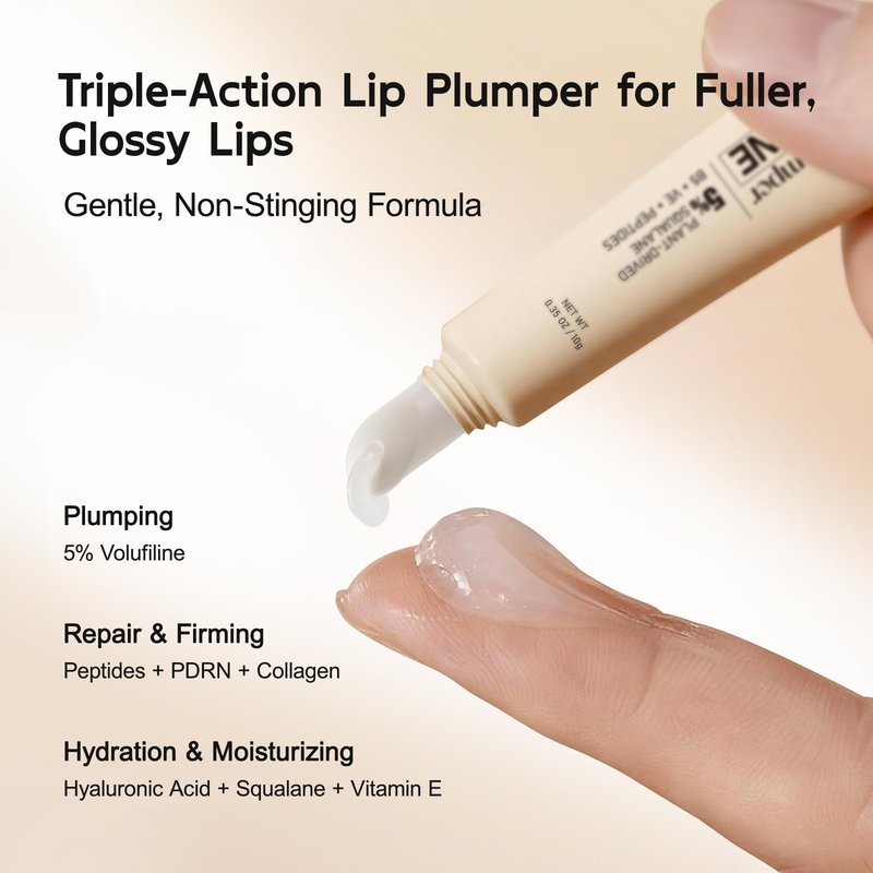 YouthVibe 5% Volufiline Lip Plumper, Nourishing & Anti Aging Over Time with Squalane, Shea Butter, Collagen, Peptide & PDRN - No Burning, No Tingling for Gentle Daily Plumping, 0.35 Ounce (Pack of 1)