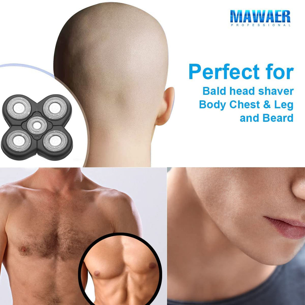 Universal 2PCS 5 Blades Head Shaver Replacement Blades Compatible with Freedom Gold Shaver and Some Brands. 5D Shaver Replacement Heads with Blade Cover and Cleaning Brush