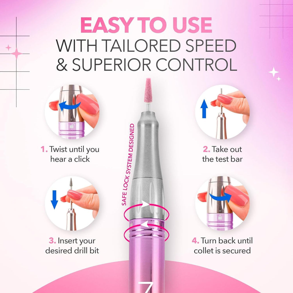 M Mase- Professional Nail Drill Machine - Coreless 2-in-1 Nail File - Electric, Cordless, 35000 RPM, HD Display - Electric Nail Drill for Professional & Home Use (Black)