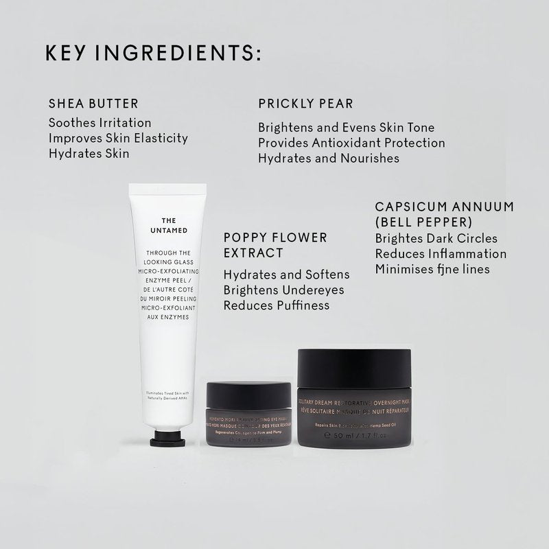 Untamed Weekly Kit - Complete Facial Skin Care Set for Hydration & Even Skin Tone | Exfoliator & Masks