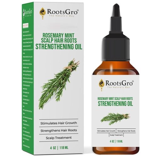 RootsGro Natural Hair Oil Blend - Rosemary, Peppermint, Lavender & 27 More Oils. Strengthens and Nourishes Hair | 4 ounce
