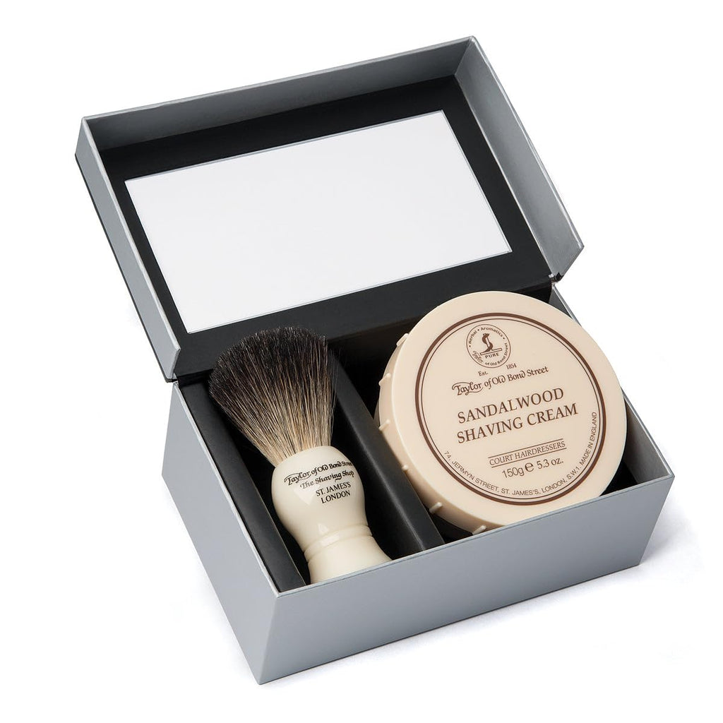 Taylor of Old Bond Street Pure Badger Brush & Sandalwood Bowl Box 2-Piece Set