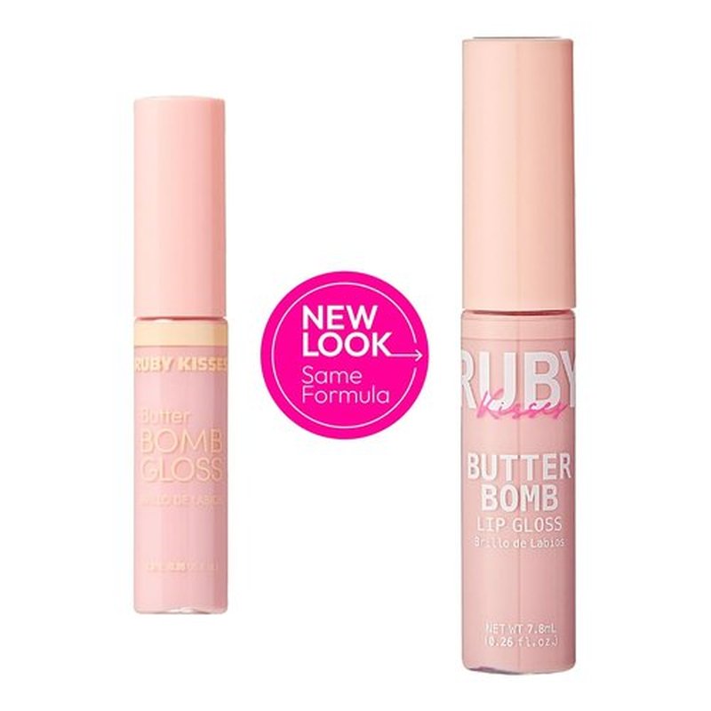 Ruby Kisses Lip Gloss - Non-Sticky Butter Bomb with Vitamin E | Natural Nude Makeup - 7.8mL