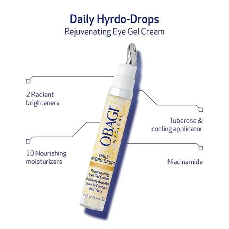 Obagi Daily Hydro-Drops Facial Serum & Eye Gel Cream Set - 1oz Serum Hydrates & 0.5oz Gel Brightens, Smooths, & Depuffs