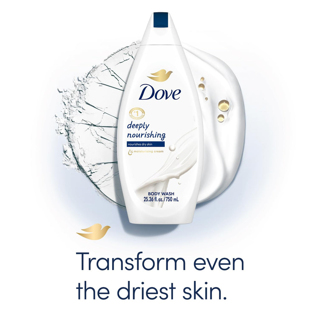 Dove Body Wash 4-Pack – Deeply Nourishing for Softer, Smoother Skin, 25.36 Fl Oz Ea