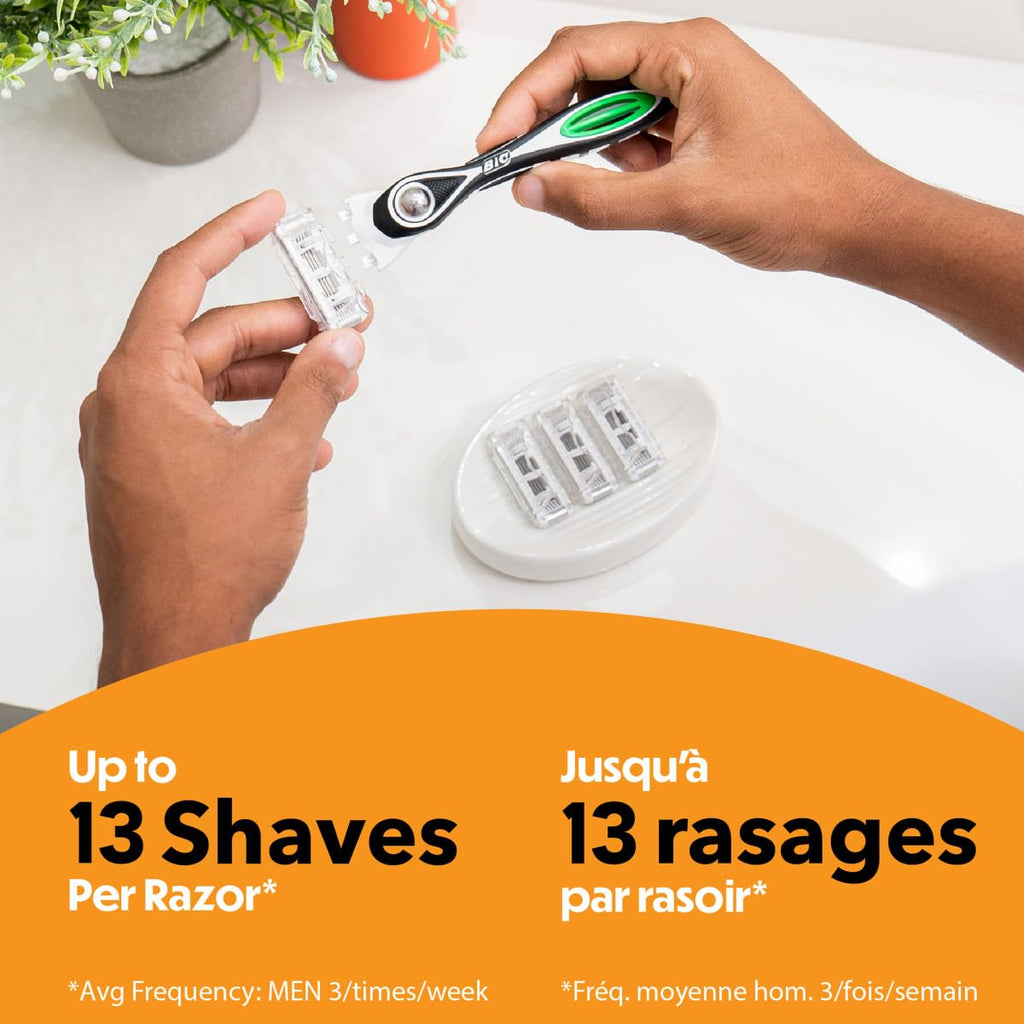 BIC BIC Flex 5 Sensitive Men's Refillable 5-Blade Razorswith 1 Handle and 7 Cartridges, Clinically Proven for Sensitive Skin, College Dorm Room Essential, Shower Caddy and Toiletry Bag Ready