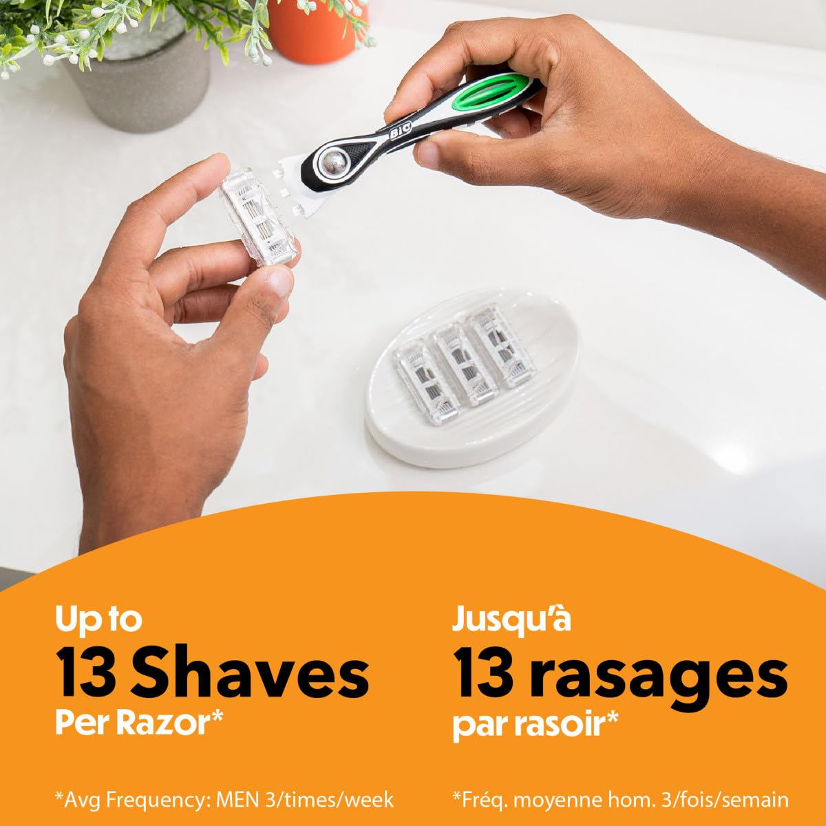 BIC BIC Flex 5 Sensitive Men's Refillable 5-Blade Razorswith 1 Handle and 7 Cartridges, Clinically Proven for Sensitive Skin, College Dorm Room Essential, Shower Caddy and Toiletry Bag Ready