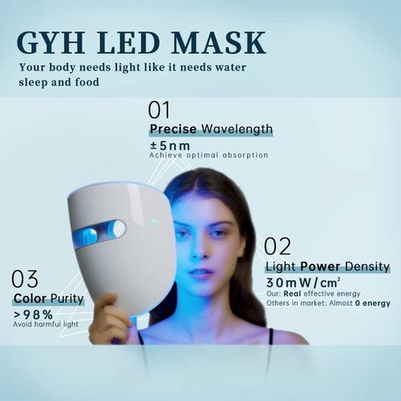 GYH LED Face Mask - Wireless Red & Blue Light Therapy for Anti-Aging | FSAHSA Eligible, Cloud-S (RB-014)