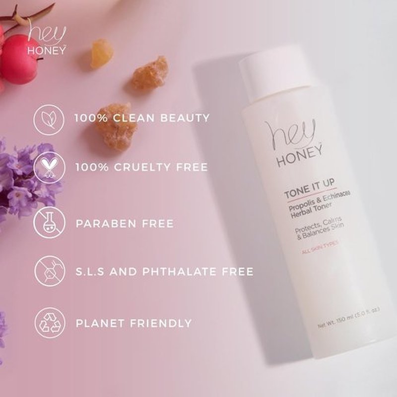 Hey Honey Tone It Up Facial Toner - Propolis, Echinacea & Niacinamide | Soothes Redness & Hydrates | 5.0 oz